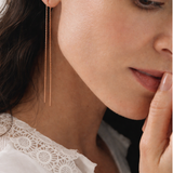 Boucles d’oreilles chaîne traversante – Argent 925 doré rose