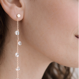 Boucles d’oreilles pendantes chaîne et zircon – Argent 925 doré
